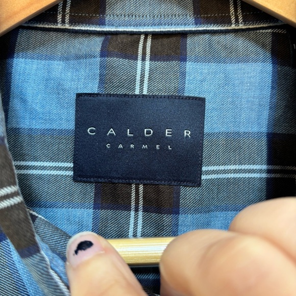 Calder Carmel Men's Cotton Blue and Black Plaid Button-Down Shirt Size XL - Picture 2 of 11